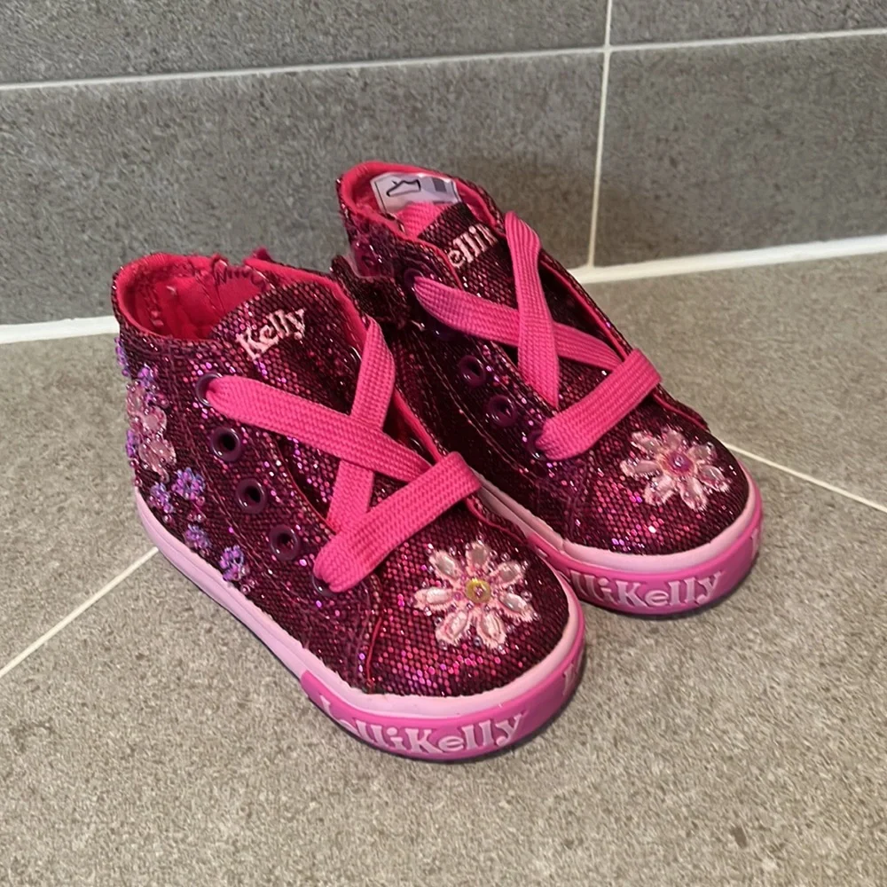 Lelli Kelly Jasmine Shoes Sneakers Sequins purple Infant Toddlers Girls Size 6.5